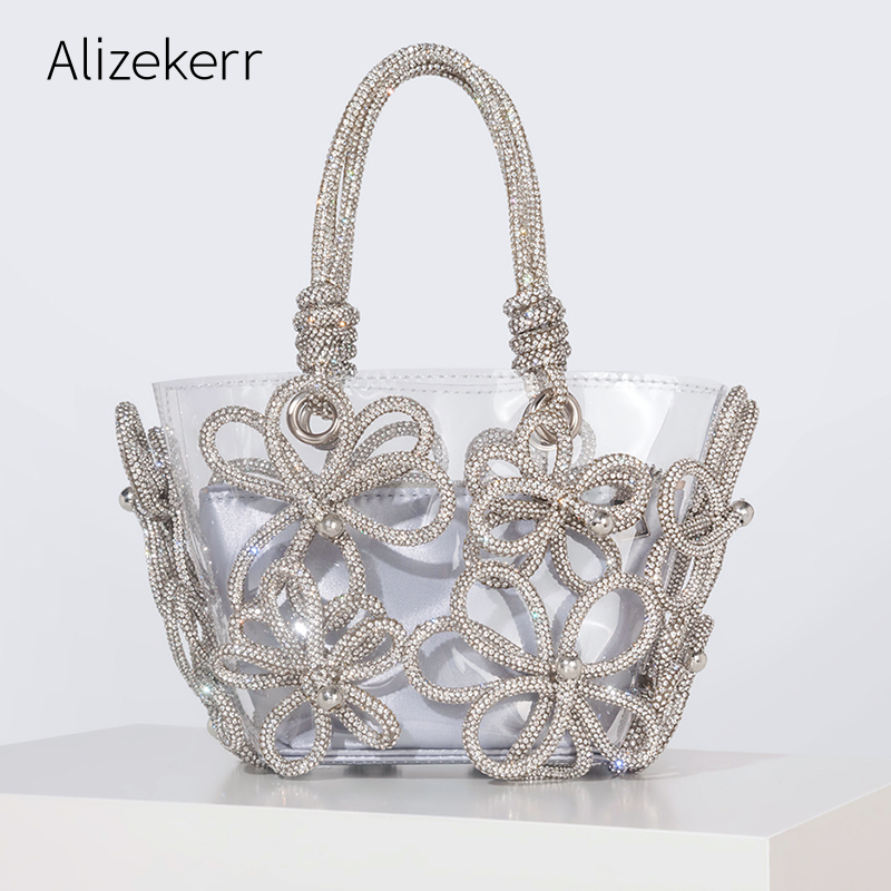 Women'S Bags Holiday - Прозрачные сумки-тоуты с цветами и бриллиантами,