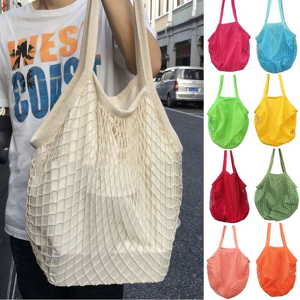 Crochet Market Bag - Прочные хлопковые сетчатые сумки-органайзеры для продуктов,