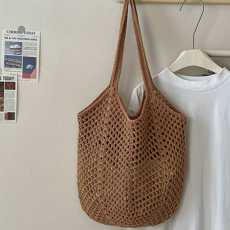 Crochet Market Bag - Вязаная сетчатая сумка-тоут, ажурная плетеная сумка