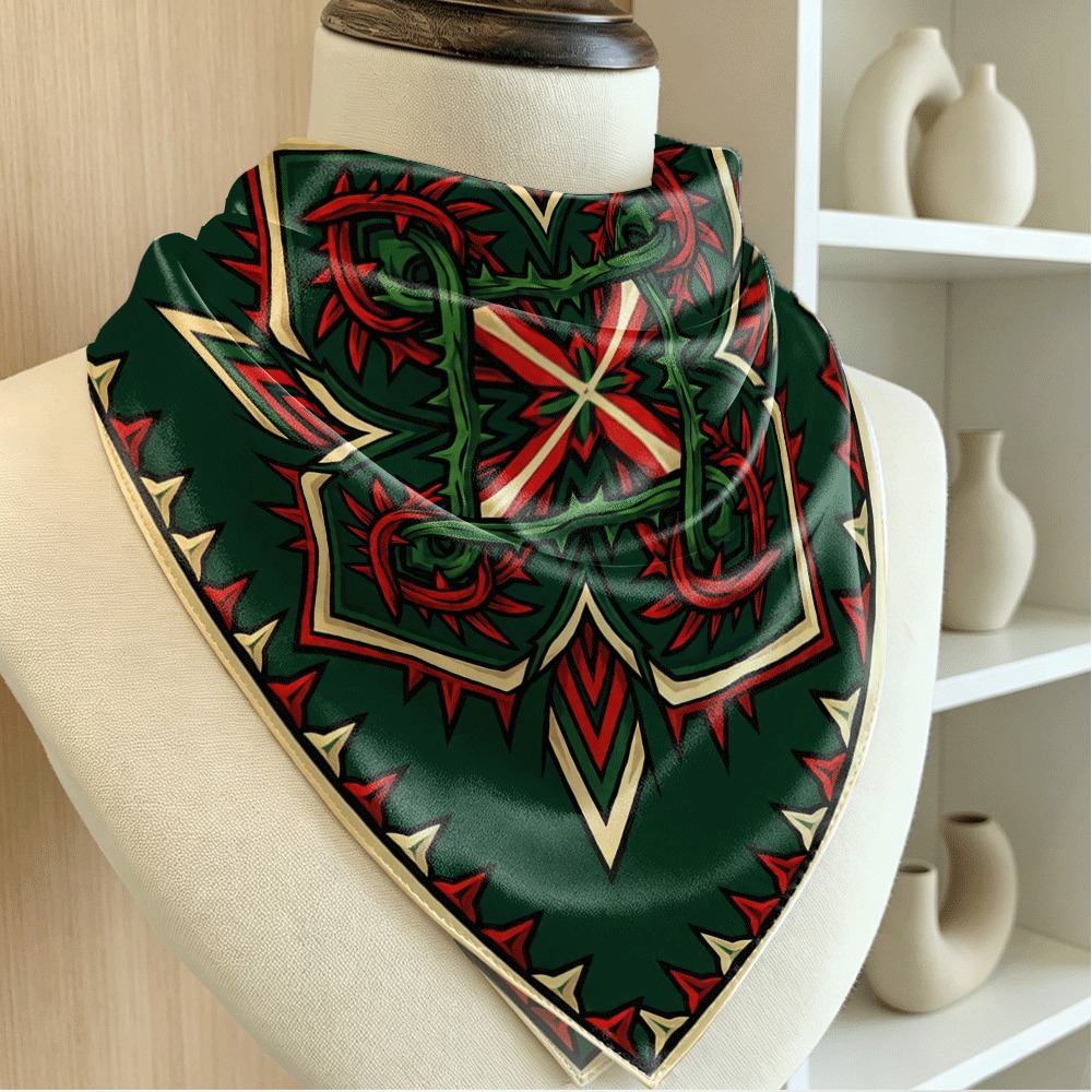 Women Bags Green - Красно-зеленый шарф с узором в виде