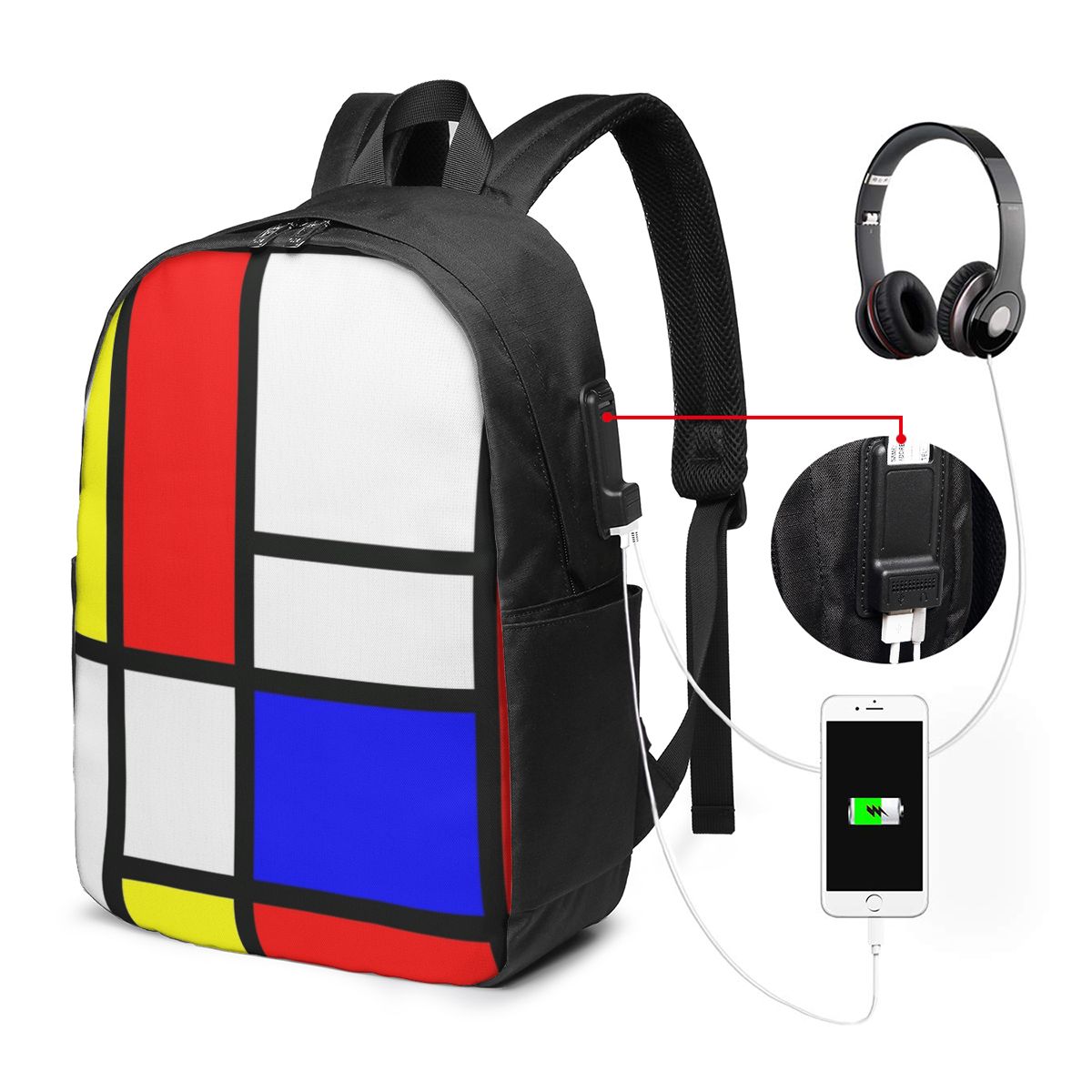 Women Bags For College - Рюкзак Piet Mondrian Composition, дорожная сумка