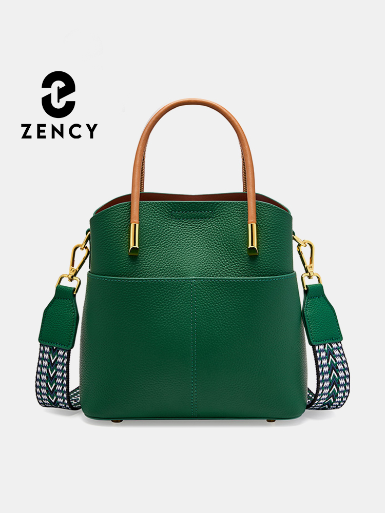 Women Bags Green - Zency натуральная кожа, сумка-ведро высшего качества