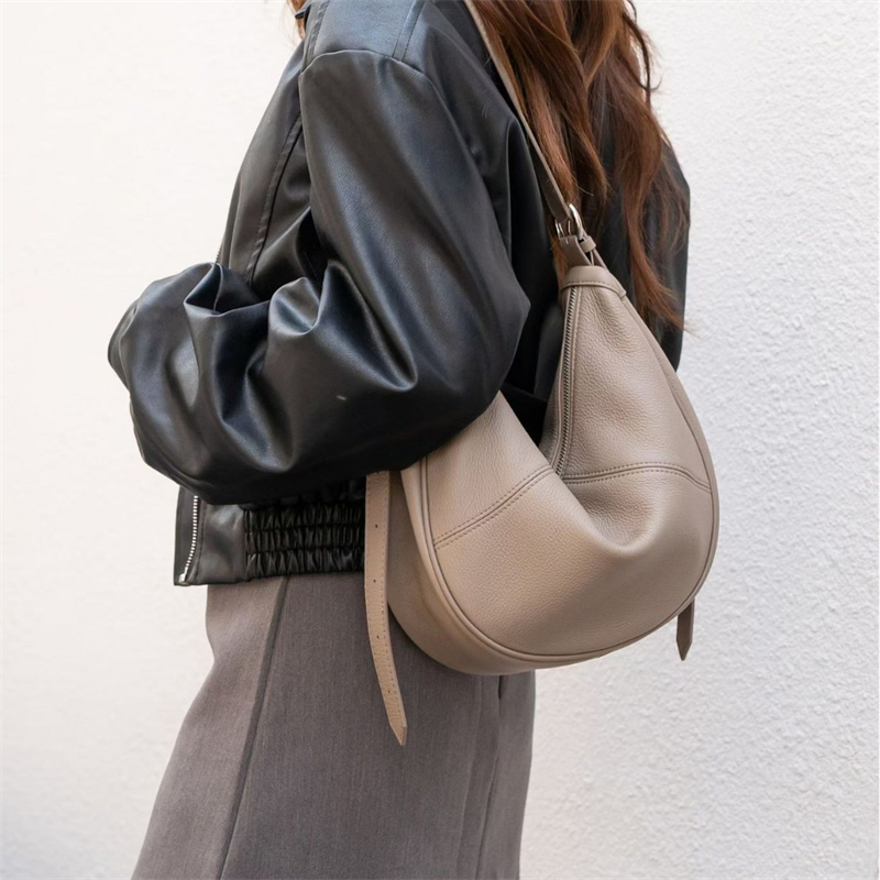 Women Bags For Office - Сумка-хобо BURMINSA из мягкой натуральной кожи