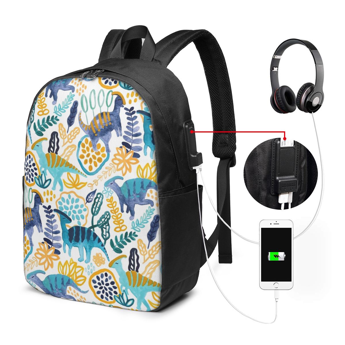 Women Bags For College - Рюкзак Gouache Parasaurolophuses, дорожная сумка для