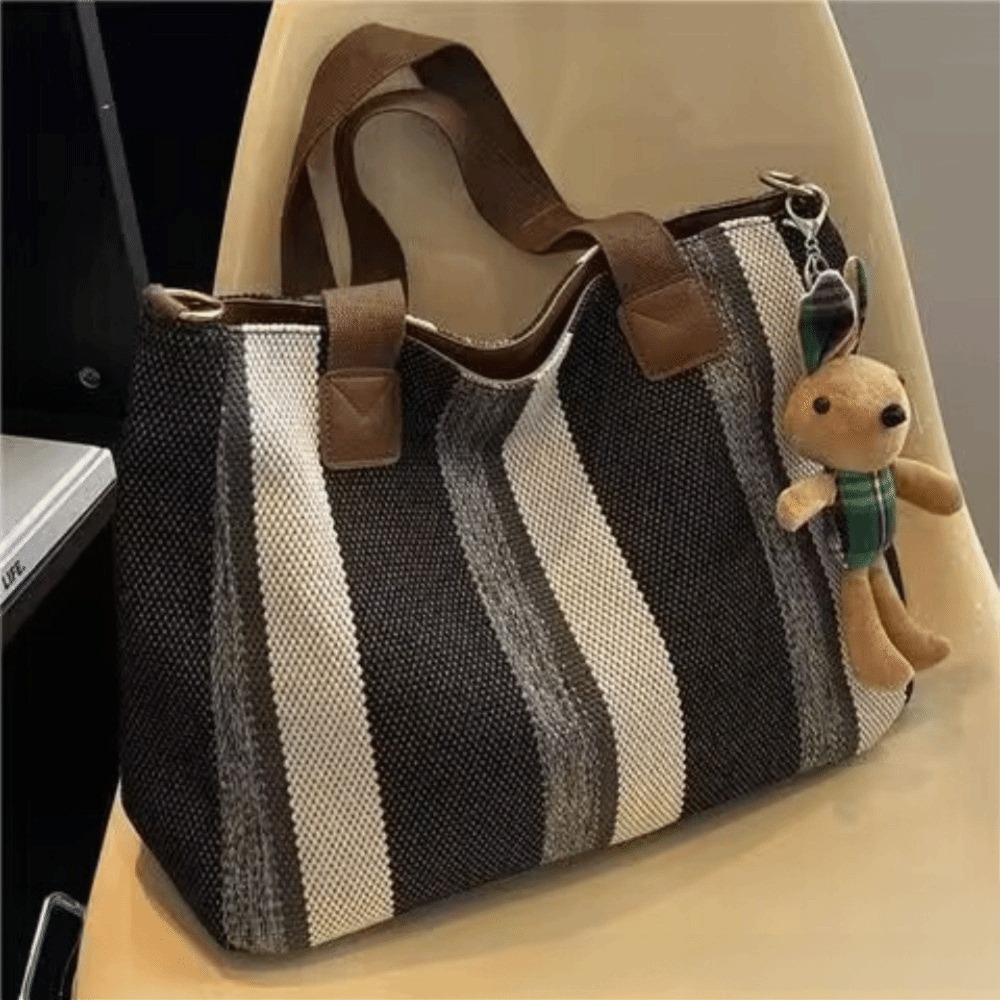 Women Bags For Office - Новая тканевая полосатая сумка-тоут с регулируемым